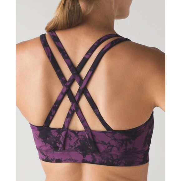 LULULEMON Shibori Energy Bra Darkest Magenta Black Tie Dye, Sz 8 - Picture 5 of 8